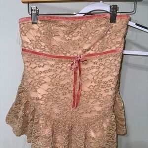 Urban Outfitters Pink and Tan Lace Tube Top